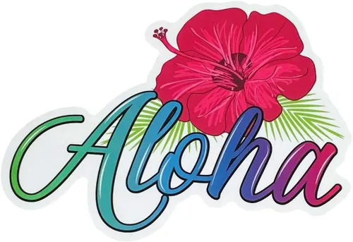 Vista 4 de Aloha Hawaii Hibiscus & Mahalo - Fundas enfriadoras de latas de cerveza (paquete de 2) y 1 calcomanía Aloha - Fundas enfriadoras de latas de cerveza
