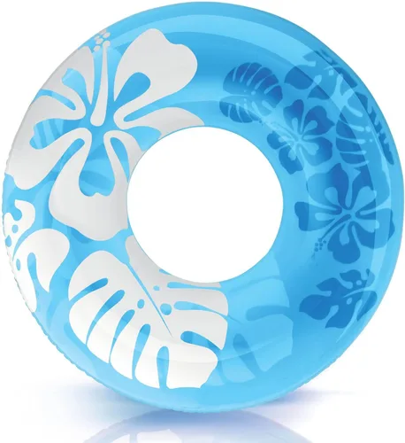 Vista 3 de INTEX 59251EP Tubo inflable tropical transparente: diseño gráfico floral, diámetro de 36 pulgadas, capacidad de peso de 132 libras, un tubo