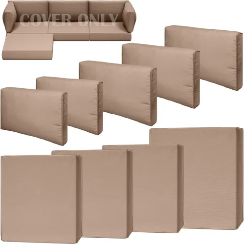 Vista 29 de Juego de 9 piezas de fundas impermeables para cojines de patio al aire libre, juego de reemplazo para muebles de sofá seccional de ratán entretejido