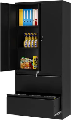Vista 10 de Archivador de 2 cajones para oficina en casa, archivadores rodantes con cerradura, caninete de metal para debajo del escritorio con ruedas para A4