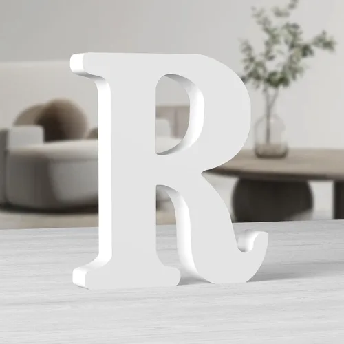 Vista 17 de AOCEAN Letras de madera grandes blancas de 10 pulgadas, letras de madera sin terminar para decoración de pared, letras decorativas de pie