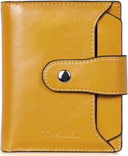 Vista 24 de BOSTANTEN Cartera de piel para mujer, con bloqueo RFID, pequeña, plegable, con bolsillo con cremallera, tarjetero, con ventana de identificación