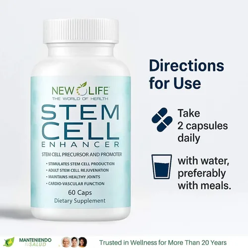 Vista 5 de New Life - Células madre de 875 mg, antienvejecimiento, promotor de células madre, 60 cápsulas 60 cápsulas