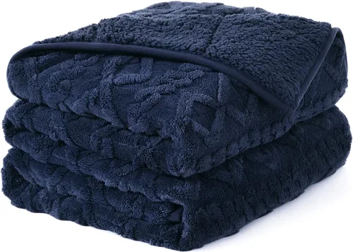 Vista 11 de Topblan - Manta pesada para adultos de 12 libras, suaves y cómodas mantas de forro polar con sherpa lanudo, manta pesada de jacquard elegante