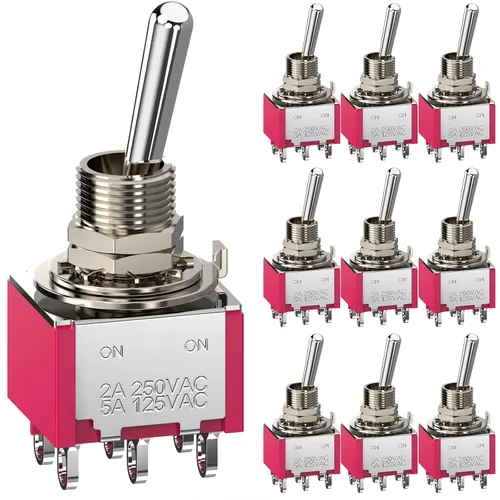 Vista 10 de Interruptor de palanca AC 5A/125V 2A/250V 3 pines On/On 2 Posiciones SPDT Mini Interruptor de palanca miniatura Tablero de salpicadero de coche