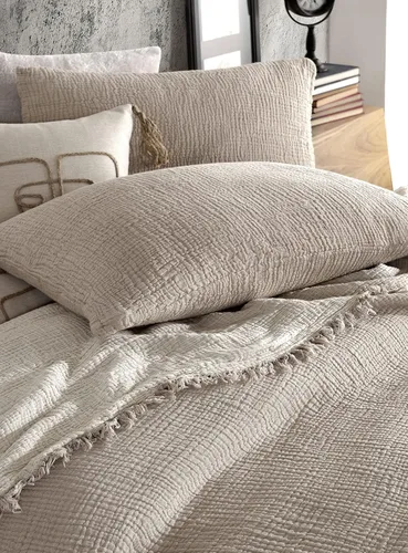 Vista 42 de Manta de gasa de algodón puro suave de 4 capas de 50 x 60 pulgadas, prelavada, sin flecos, manta de muselina ligera para uso multiusos y regalo Azul