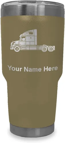 Vista 10 de LaserGram Taza aislada al vacío de 20 onzas, cabina de camión, grabado personalizado incluido (negro)