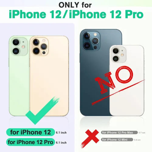 Vista 2 de TUCCH Funda tipo cartera para iPhone 12/iPhone 12 Pro 5G, con bloqueo RFID, ranura para tarjetas y soporte