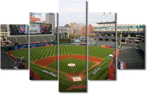 Vista 27 de Arte para pared, lienzo para estadio deportivo, arte para pared, diseño de campo de Wrigley en Chicago, pinturas de Chicago, impresiones sobre