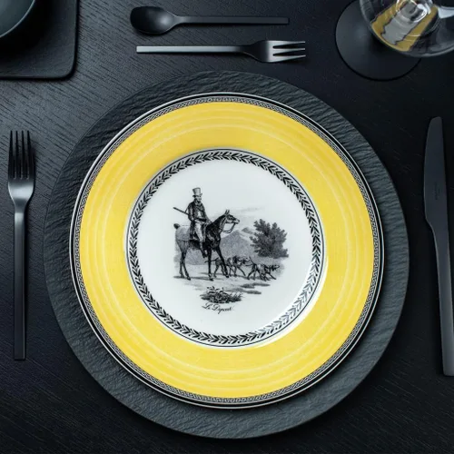 Vista 3 de Villeroy & Boch Audun Chasse - Plato llano, 10.5 pulgadas, blancogrisamarillo