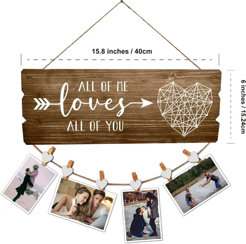 Vista 5 de Buecasa Regalos románticos para novia, novio, parejas, prometido, All of Me Loves All of You con 6 clips de corazón, 15.8 x 6.0 pulgadas