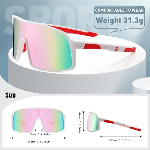 Vista 2 de Bevi - Lentes de sol deportivos polarizados con montura TR90 para hombres y mujeres, conducción al aire libre, ciclismo