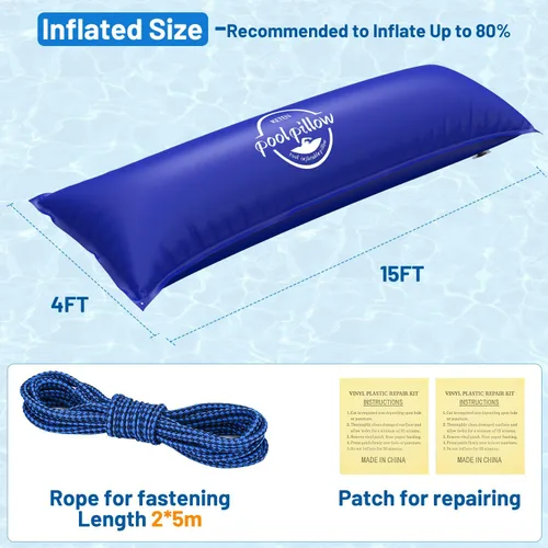 Vista 6 de Keten Almohadas de piscina para piscinas sobre el suelo de 4 x 15 pies, resistente, extra duraderas, de PVC de 0.016 in, almohada de aire
