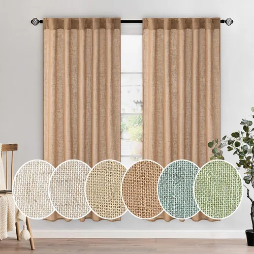 Vista 57 de MIULEE - Cortinas semitraslúcidas suaves y gruesas con textura de lino para cocina y ventana de baño, con trabilla trasera y bolsillo para Blanco