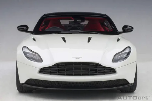 Vista 8 de Autoart Aston Martin DB11 Morning Frost White Metallic con parte superior negra e interior rojo modelo 1/18