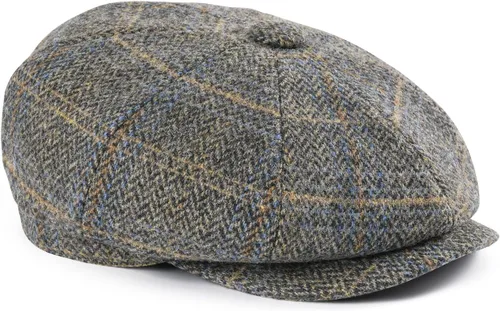 Vista 12 de FEINION Gorra de lana para hombre, 8 paneles, Ivy Tweed Cabbie, sombrero plano, Baker Boy
