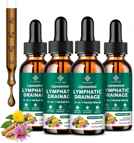 Vista 10 de Gotas de Drenaje Linfático - Suplemento Linfático 11 en 1 para el Sistema Inmune, Sistema Linfático y Desintoxicación del Hígado - con Equinácea