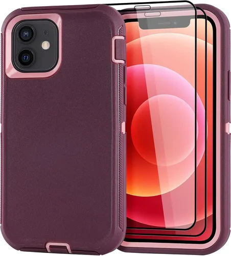 Vista 34 de Funda para iPhone 12 Mini con funda de clip para cinturón y 2 protectores de pantalla, funda de protección completa resistente de grado militar a
