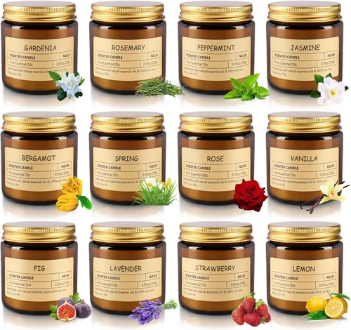 Vista 7 de Paquete de 2 velas perfumadas de 2.2 onzas en tarros de hierro - Estilo Victoria - Perfectas para viajes, yoga, baño - Velas vibrantes y coloridas