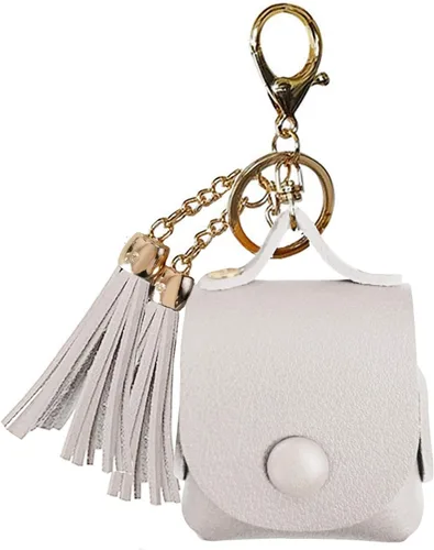 Vista 12 de MODOS LOGICOS Funda de carga para Apple Air Pods, funda de cuero genuino con un par de borlas caídas para Apple AirPods 1/2 Funda de carga - Beige