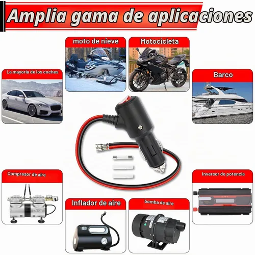 Vista 7 de BFXM Enchufe de encendedor de cigarrillos de 12 V con interruptor de encendido y apagado, adaptador de enchufe macho de repuesto automotriz de 16