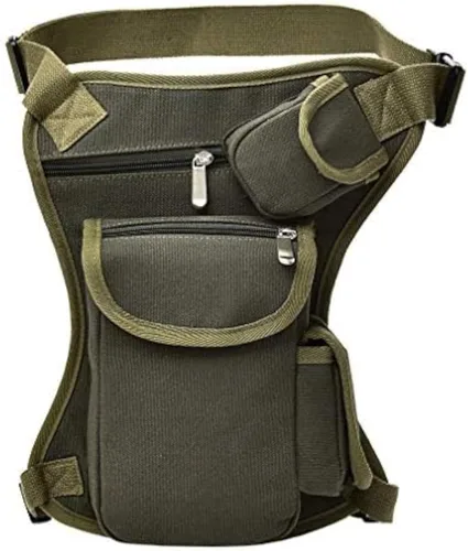 Vista 16 de Canvas Drop Leg Bag Outdoor Waist Pack for Men Women Tactical Military Motorcycle Bike Cycling Multi-Pocket Waist Fanny Pouch Travel Hiking Climbing