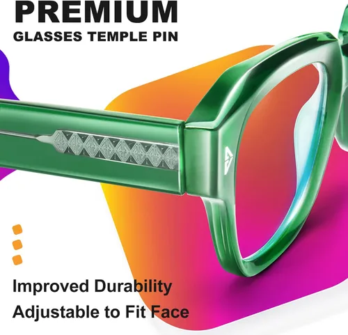 Vista 4 de VISOONE Lightweight TR90 Square Frame Gaming Anti Glare Computer Glasses Verde albahaca