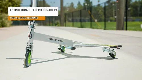 Vista 4 de Razor Patinete con ruedas PowerWing Plata/Verde DLX
