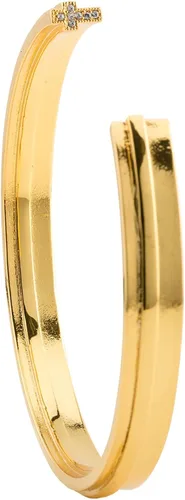 Vista 5 de Stella Valle Cross Charm Bracelet - 18K Gold and Rhodium Plated Brass Cuff Bracelets with Swarovski Crystals in the Shape of Cross