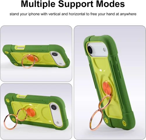 Vista 5 de MARKILL Funda compatible con iPhone Air de 6.5 pulgadas 2025 con soporte de anillo giratorio de 360 grados, protección contra caídas de grado