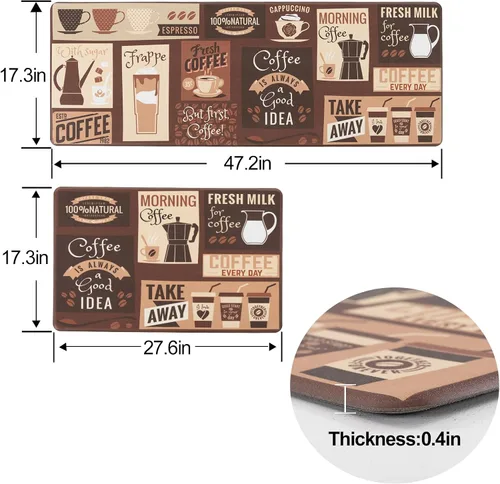 Vista 3 de Asrug Alfombrillas de cocina cómodas, antifatiga, para escritorio de pie, ergonómicas, impermeables, resistentes a las manchas, antideslizantes