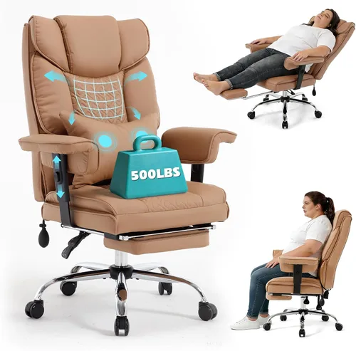 Vista 11 de Masaje de amasado 3D de tamaño grande cómoda silla de escritorio de oficina para mujeres Marrón