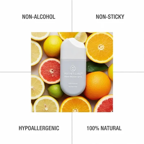 Vista 4 de POCKET CARE Desinfectante hidratante de manos sin alcohol, spray perfumado de goma de mascar 100% natural, limpiador de manos suave diario