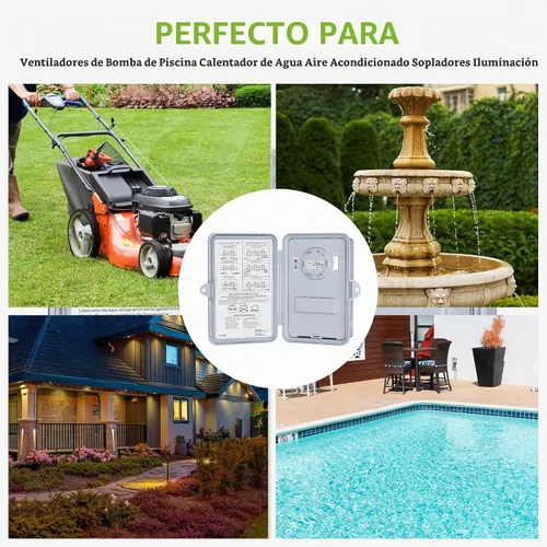 Vista 7 de BN-LINK Temporizador de bomba de piscina, caja de temporizador digital para exteriores, resistente programable de 7 días, 2 HP 40 A máximo, 120