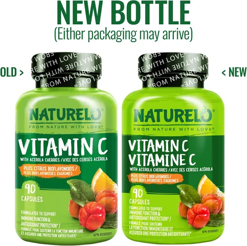 Vista 2 de NATURELO Vitamina C con Extracto Orgánico de Cereza Acerola y Bioflavonoides Cítricos - Suplemento Vegano - Apoyo Inmunológico - 500 mg VIT C por