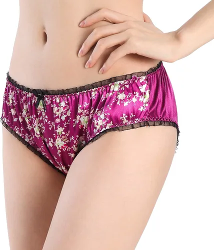 Vista 2 de Satini - Bragas para mujer con estampado floral de satén, bragas