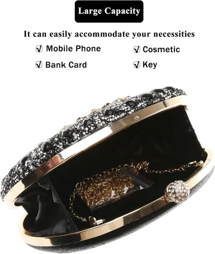 Vista 5 de COAIMANEY Bolso de mano brillante con purpurina para mujer bolso de noche bolso de hombro para boda fiesta de graduación
