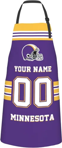 Vista 30 de Delantales personalizados del estilo del fútbol, delantal personalizado de la cocina del nombre y del número, delantales impermeables modificados