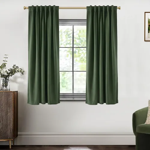 Vista 42 de SHINELAND Cortinas opacas cortas para ventanas de dormitorio, cortinas de baño, 45 pulgadas de largo