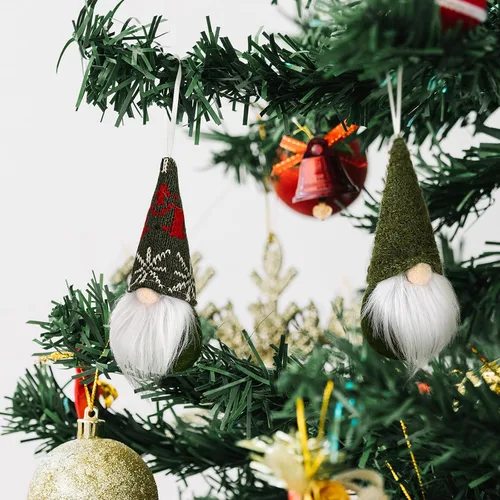 Vista 6 de TOYANDONA 6 gnomos verdes colgantes para árbol de Navidad, gnomos suecos de felpa, decoraciones de Navidad para decoración de fiesta de árbol