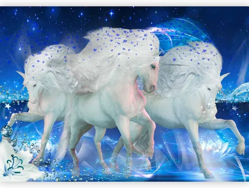 Vista 12 de artgeist Mural Pegaso Unicornio 79x55 pulgadas - Papel pintado no tejido de forro polar Decoración de pared Impresión fotográfica Diseño de imagen