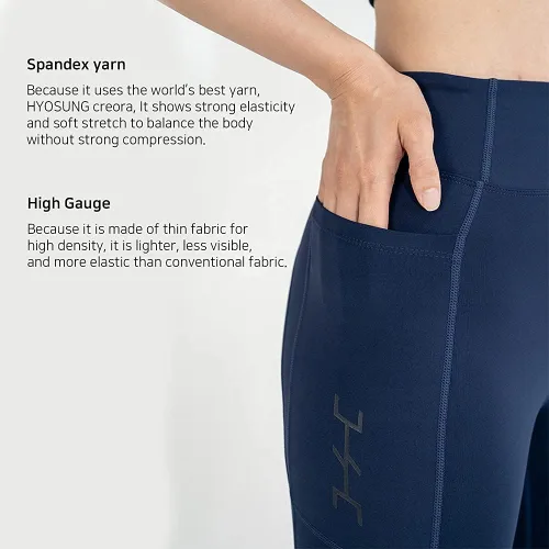 Vista 6 de Korea Dynamic Leggings Navy Blue, Asian Size, Spandex, With Pockets