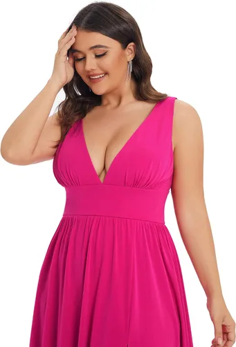 Vista 5 de Ever-Pretty Vestidos formales sin mangas plisados con abertura alta para mujeres con curvas 0168B-DA1