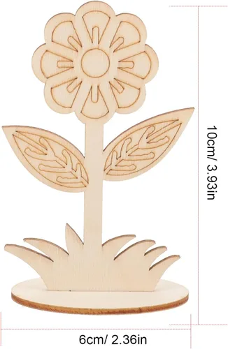 Vista 4 de EXCEART 20 plantillas de flores de madera DIY para pintar recortes florales sin terminar