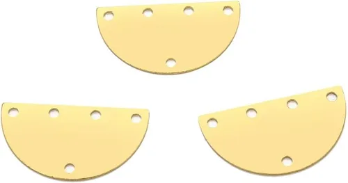 Vista 6 de Adabele - 20 piezas de latón crudo de 0.59 pulgadas (0.591 in), pequeño semicírculo semicírculo, eslabones de conector de 2 agujeros, sin placa/sin