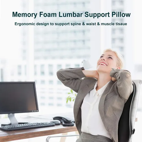 Vista 2 de Almohada de apoyo lumbar/cojín de respaldo, respaldo ortopédico de espuma viscoelástica con malla 3D transpirable para asiento de coche, silla