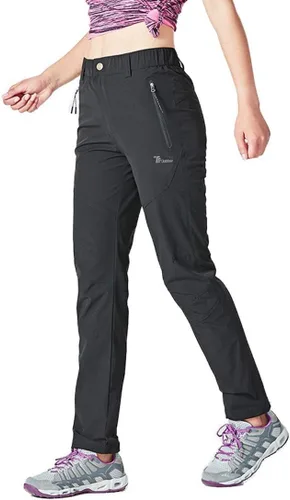 Vista 2 de Rdruko Pantalones deportivos ligeros de secado rápido para mujer resistentes al agua con bolsillos
