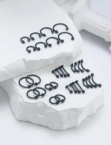 Vista 2 de 16G 20G Anillos de labio de herradura, septum, nariz, anillos de tragus de acero quirúrgico, hélice, caracola, torre, daith, snug, cartílago