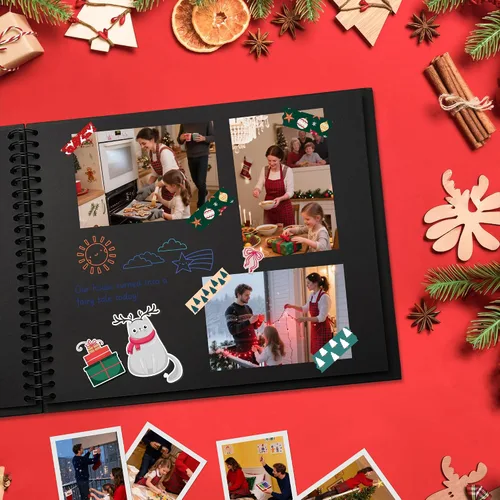 Vista 9 de Álbum de recortes de 7 x 7 pulgadas, álbum de recortes DIY de tapa dura de papel kraft, álbumes de fotos, 40 páginas, perfecto para fotos de 4 x 6
