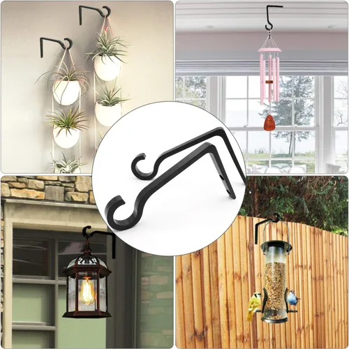 Vista 4 de QIEGL Soporte colgante para plantas de 6 pulgadas, gancho de metal para plantas, gancho de pastor decorativo para colgar linternas, comedero